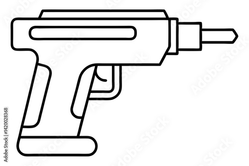 Nail Gun Line Art Vector Illustration