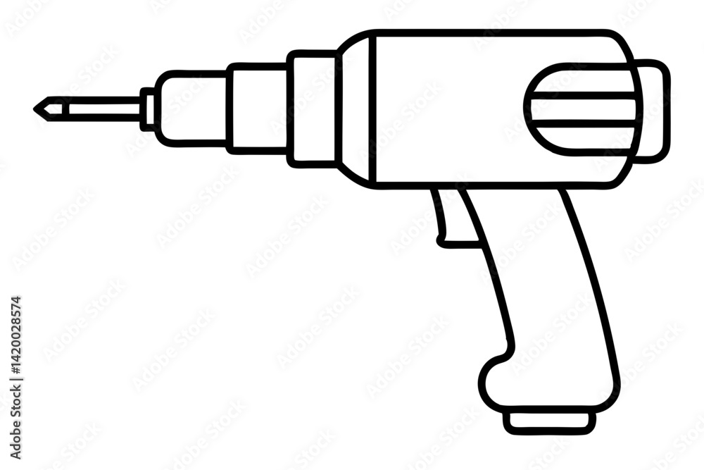 Power Drill Line Art Vector Illustration Power Drill Line Art Vector Illustration