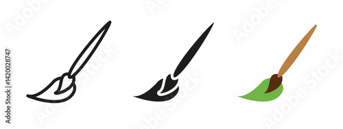 Brush icon. Artistic paint tool vector illustration. Drawing and coloring symbol with dynamic stroke. Creative instrument for painting, design and visual expression.