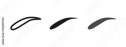 Eyebrow icon. Stylized curved brow vector illustration. Minimalist beauty and fashion symbol. Cosmetic grooming pictogram. Facial feature design for makeup, salon and style concepts.