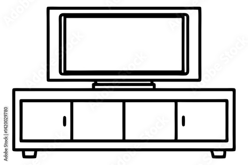 TV Console Unit Line Art Vector Illustration