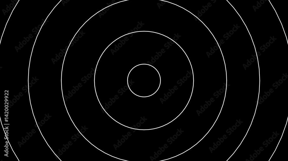 white radar transmitting radio waves, radial ultrasound on black background. Tunel Loop Seamless