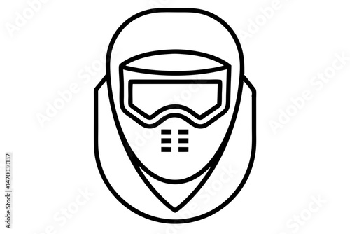 Welder Mask Line Art Vector Illustration