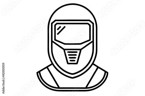 Welder Mask Line Art Vector Illustration