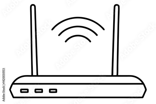 WiFi Router Line Art Vector Illustration