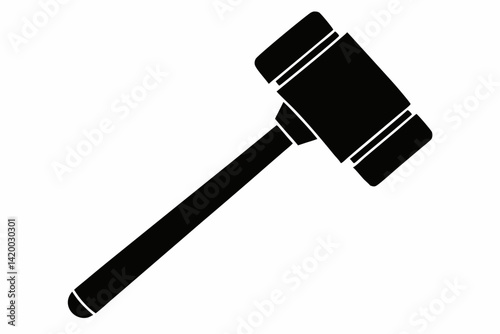 Wood Mallet Black Silhouette Vector Illustration