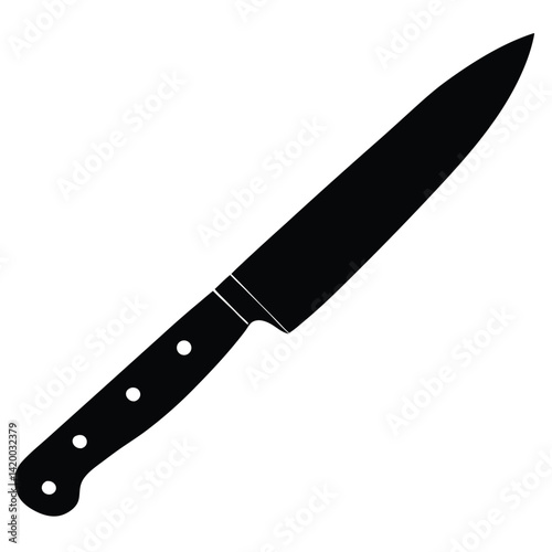 Isolated Black Vector paring knife WIith White Background