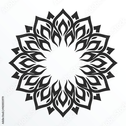 Symmetrical Black and White Mandala Design