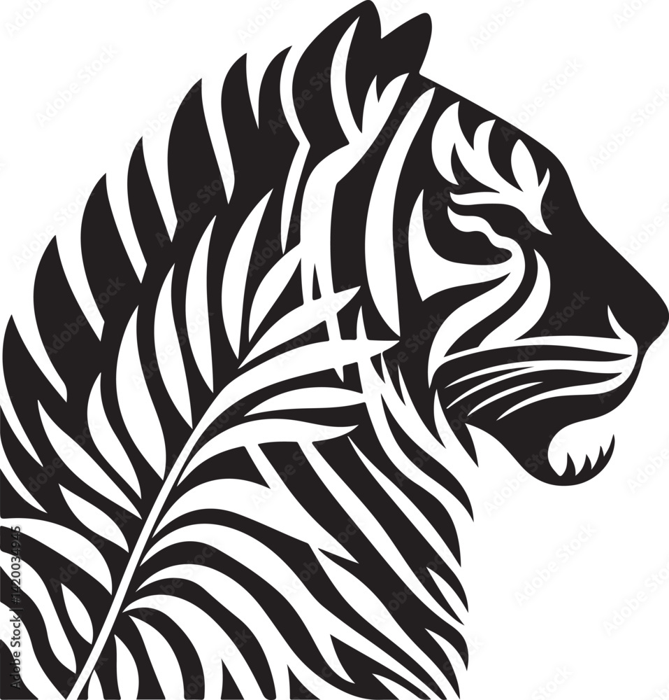 Obraz premium A black and white striped zebra vector illustration depicts a wild mammal's skin pattern