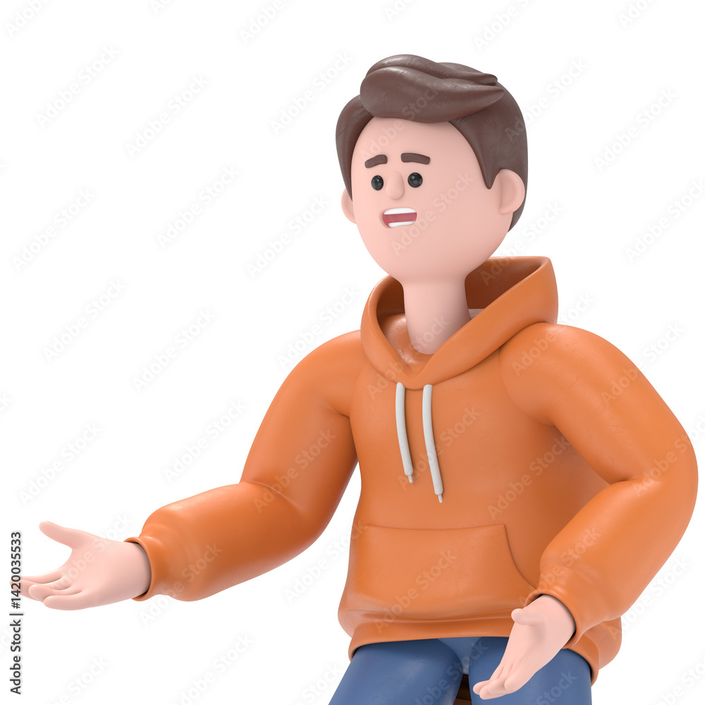 Fototapeta premium 3D illustration of male guy Qadir with SAD.Transparent Background Mockup.Supports PNG files with transparent backgrounds.