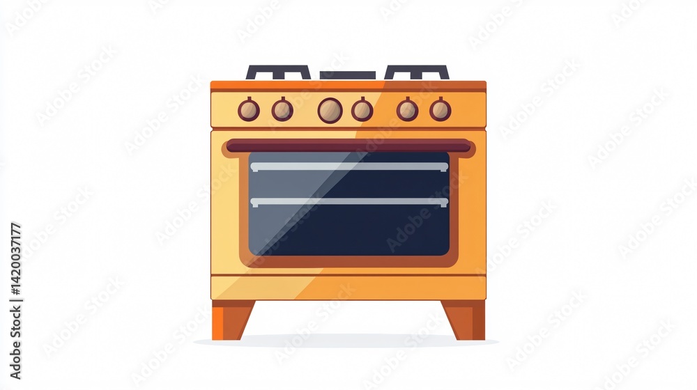 Fototapeta premium Modern Oven Icon Vector for Kitchen Design and Appliances Usage