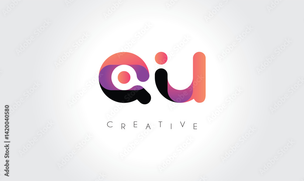 Creative QU Monogram with Colorful Contrast Creative QU Monogram with Colorful Contrast