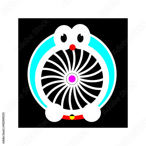 Fan icon set. Ventilator, propeller, cooler, conditioner - stock vector. vector illustration, pictogram isolated on white background. color editable