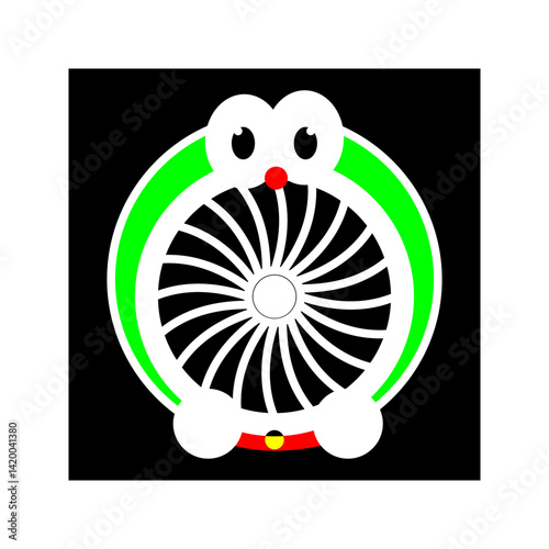 Fan icon set. Ventilator, propeller, cooler, conditioner - stock vector. vector illustration, pictogram isolated on white background. color editable