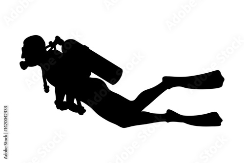 scuba diver diving silhouette illustration