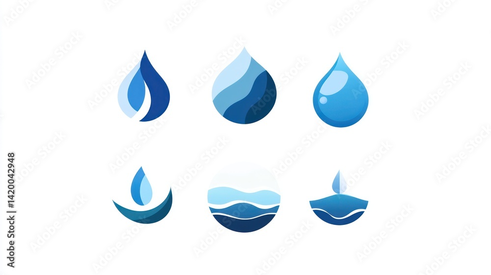 Water drop logos collection, design variations Water drop logos collection, design variations