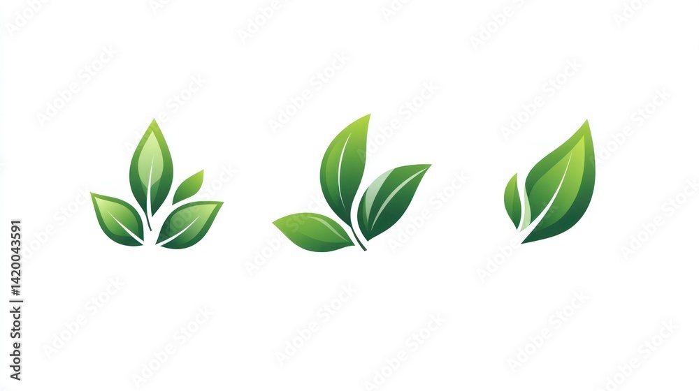 Obraz premium Green Leaves Design on White Background
