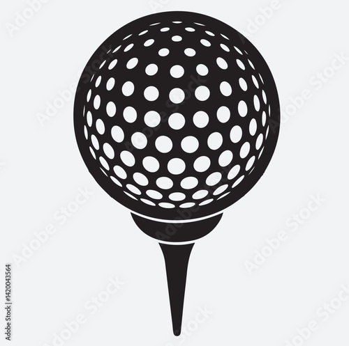 golf ball on a tee silhouette vector art illustration, golf ball vector illustration