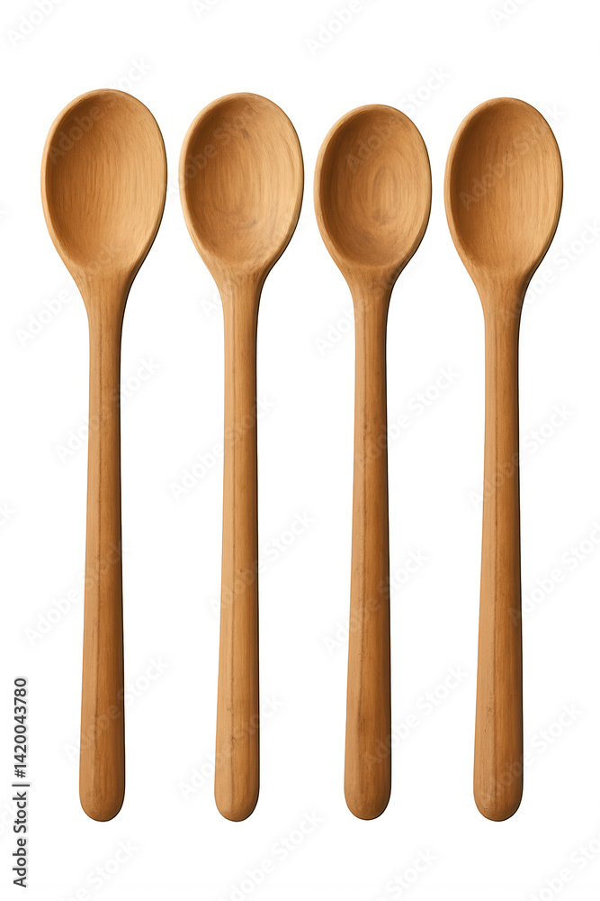 Four wooden spoons isolated on transparent background Four wooden spoons isolated on transparent background