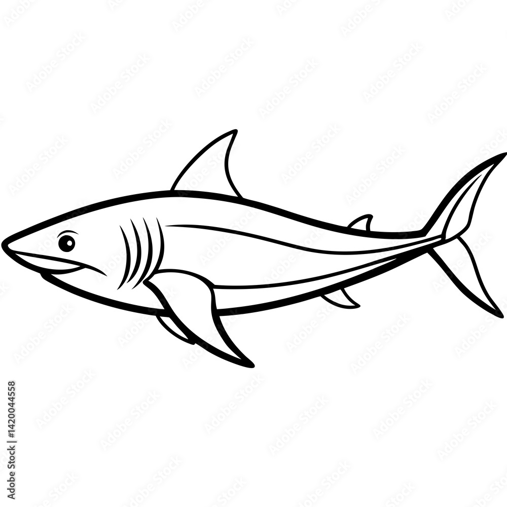 Simple Vector Mako Shark Sketch Simple Vector Mako Shark Sketch
