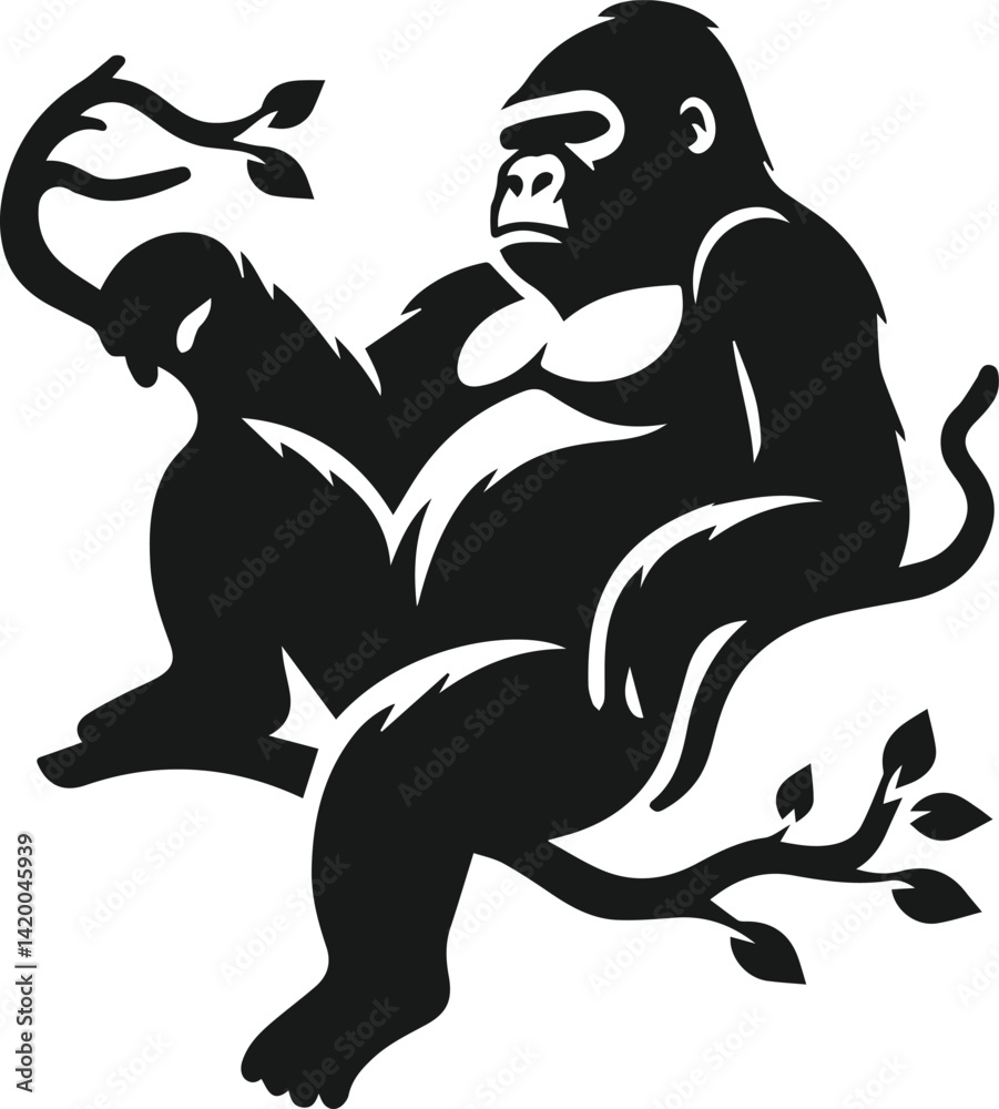 Naklejka premium Cool gorilla animal vector silhouette