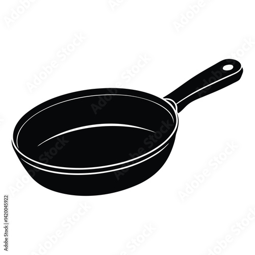 Isolated Black Vector roasting pan WIith White Background