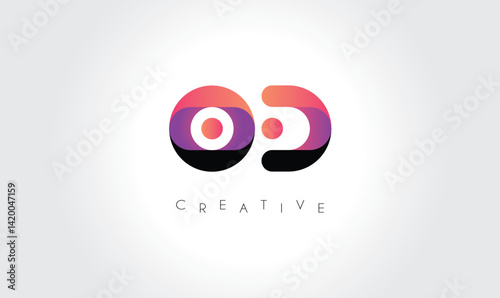 Creative OD Monogram with Colorful Contrast