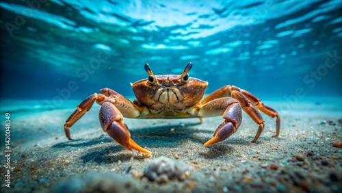 A Close-Up View of a Crab on the Ocean Floor, Underwater Photography