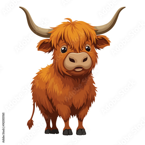 Cute highland cows funny vector white background
