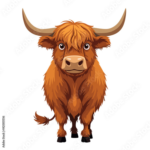 Cute highland cows funny vector white background
