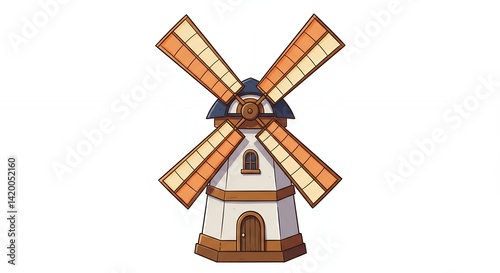 Charming cartoon windmill illustration renewable energy sustainable design element