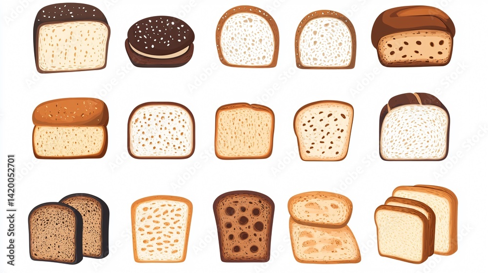 Freshly Cut Slices of Bread Isolated Vector Illustration for Food Concepts Freshly Cut Slices of Bread Isolated Vector Illustration for Food Concepts
