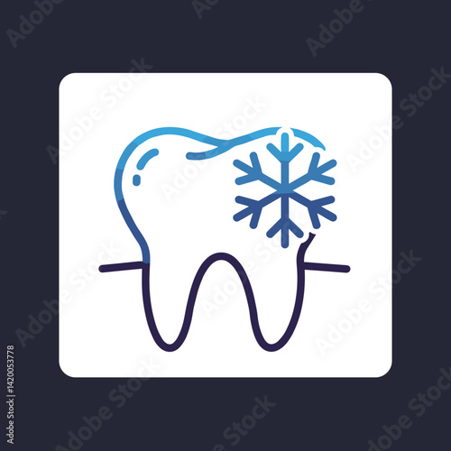 Tooth with Snowflake Symbolizing Dental Care in Modern Style  