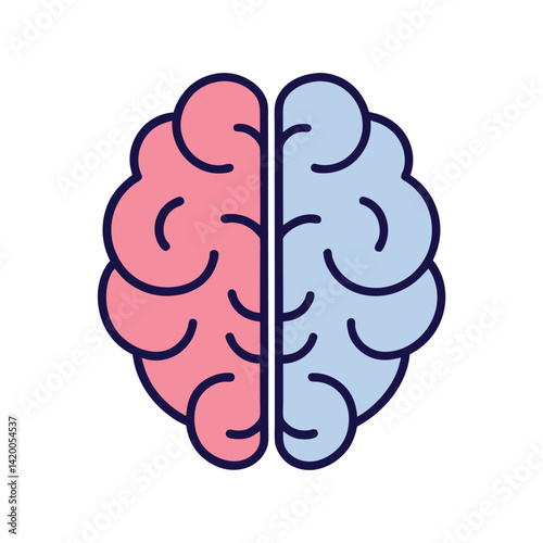 human brain icon with left and right hemisphere filled