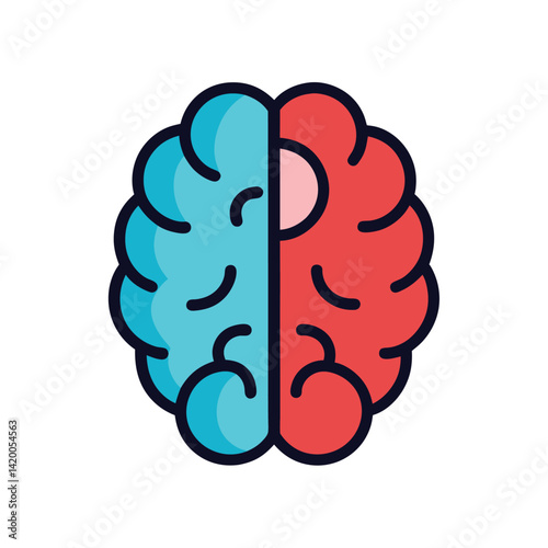human brain icon with left and right hemisphere filled
