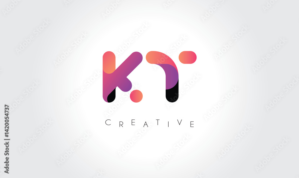 Creative KT Monogram with Colorful Contrast Creative KT Monogram with Colorful Contrast