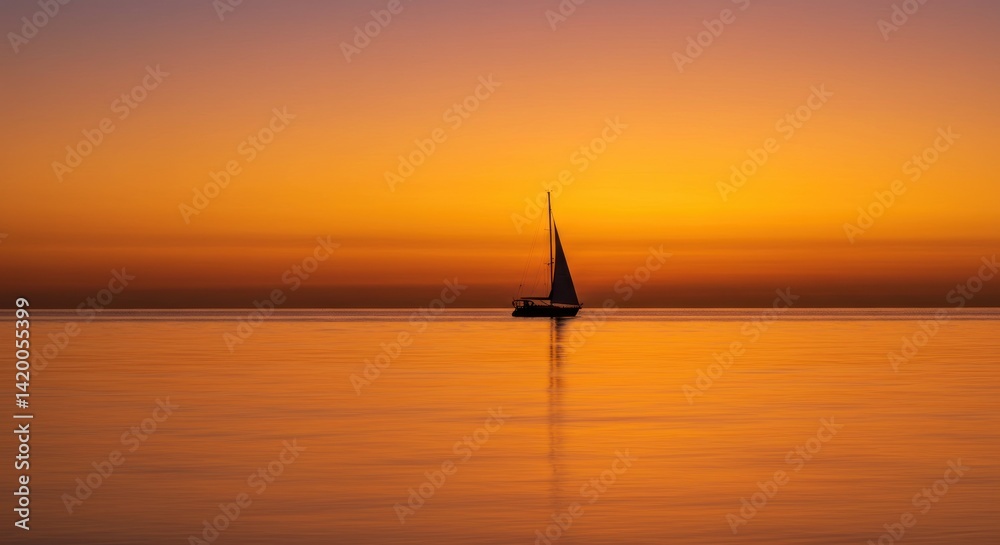 Fototapeta premium Sailboat Silhouette at Sunset - Photo