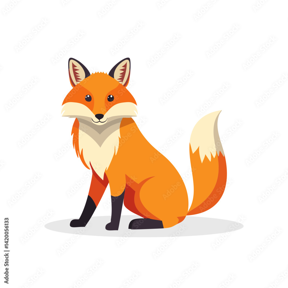 Fototapeta premium Vector Illustration of a Wild Fox, Cute Animal Colored Character.
