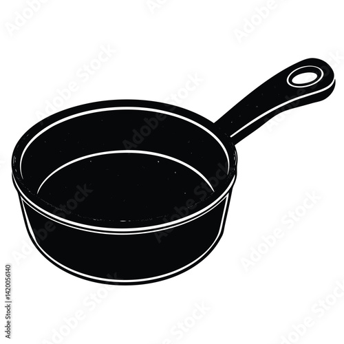Isolated Black Vector saucepan WIith White Background