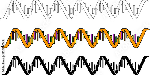 RNA symbol with outline style, solid black and colored