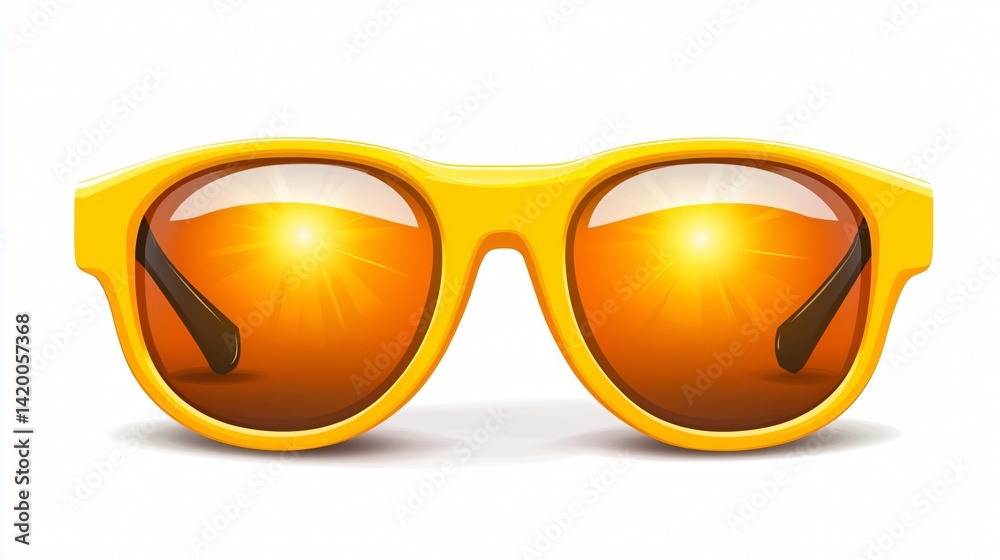 Fototapeta premium Summer Sun with Sunglasses - Vector 2D Flat Illustration
