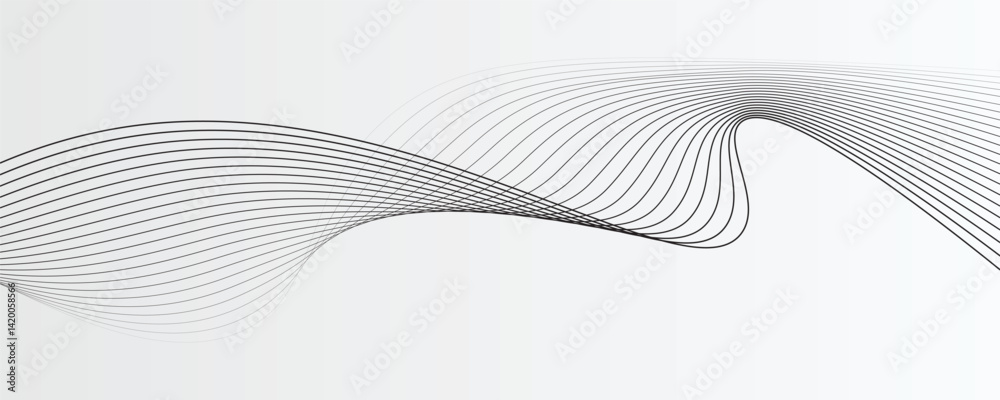 Fototapeta premium Abstract vector background with black wavy lines. EPS10