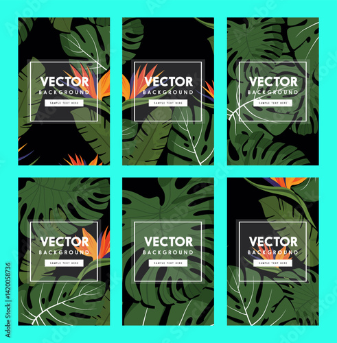 Creative concept of spring summer cards set with abstract leaves, plants, flowers. Modern art minimalist style design templates for celebration, ads, branding, banner, cover, label, poster, print