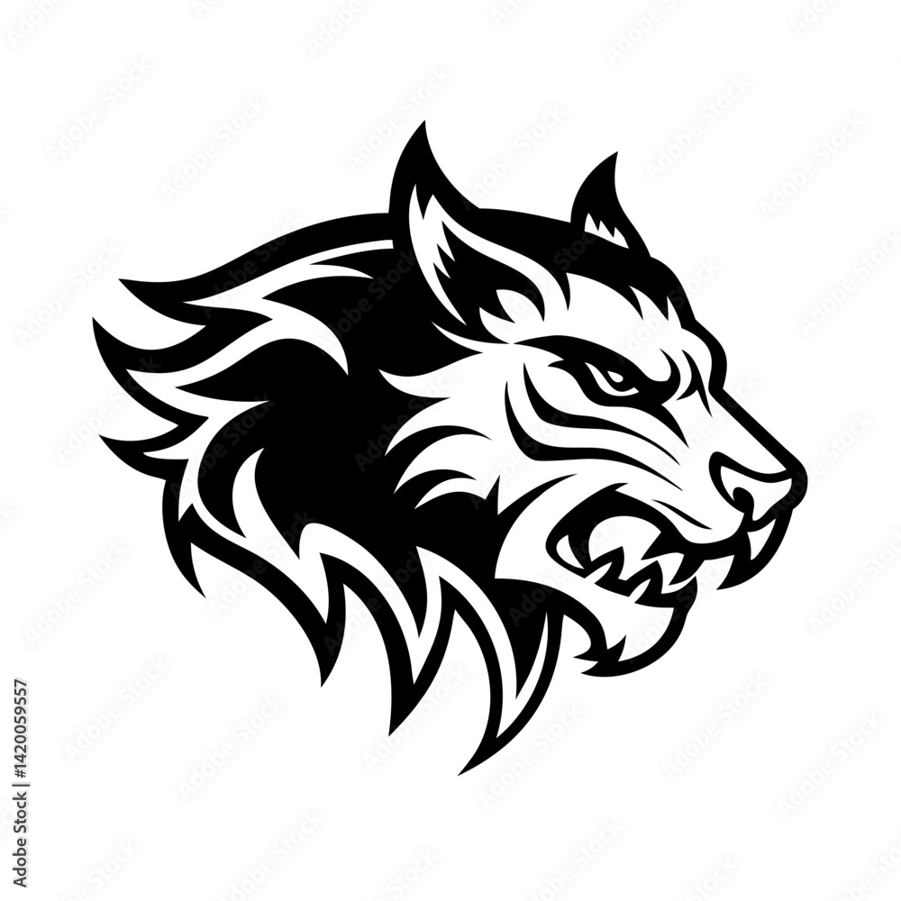 Obraz premium This is a bold and fierce animal tattoo mascot logo—perfect for sports teams, clubs, gaming avatars, or merchandise branding.