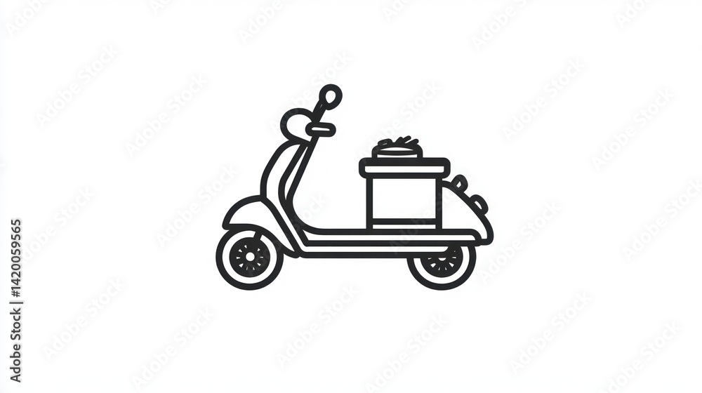 Fototapeta premium Retro Scooter Delivery Illustration