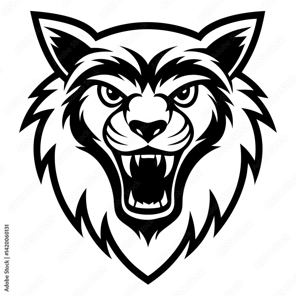 Fototapeta premium This is a bold and fierce animal tattoo mascot logo—perfect for sports teams, clubs, gaming avatars, or merchandise branding.
