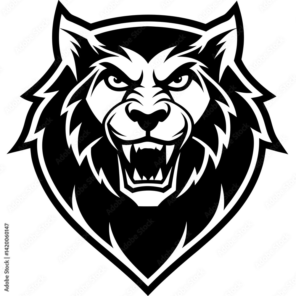 Fototapeta premium This is a bold and fierce animal tattoo mascot logo—perfect for sports teams, clubs, gaming avatars, or merchandise branding.