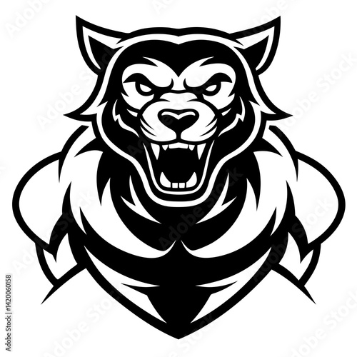 This is a bold and fierce animal tattoo mascot logo—perfect for sports teams, clubs, gaming avatars, or merchandise branding.