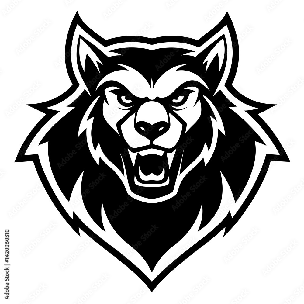 Fototapeta premium This is a bold and fierce animal tattoo mascot logo—perfect for sports teams, clubs, gaming avatars, or merchandise branding.
