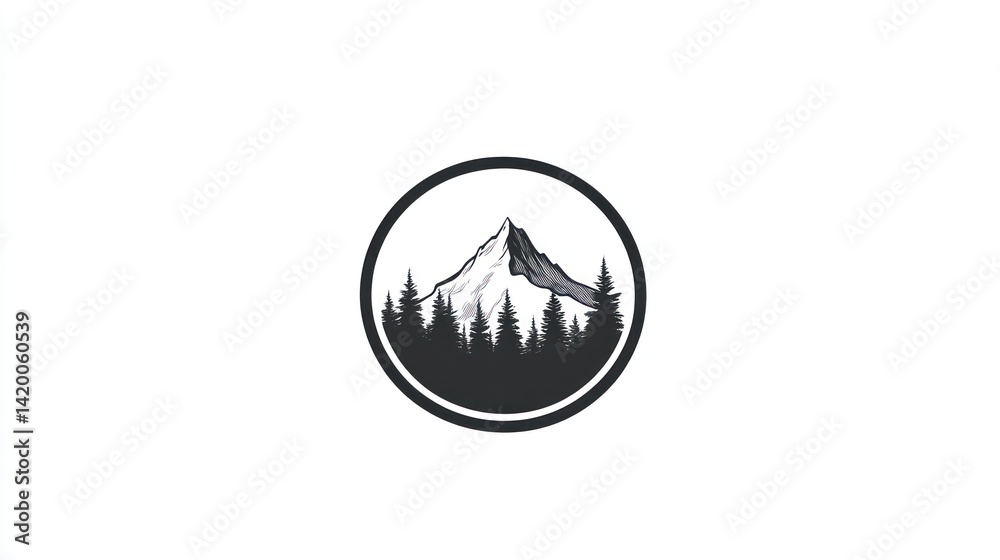 Fototapeta premium Mountain Logo Design in Circle Frame
